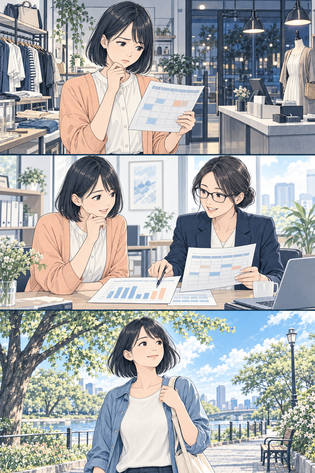 休日に公園を歩く女性