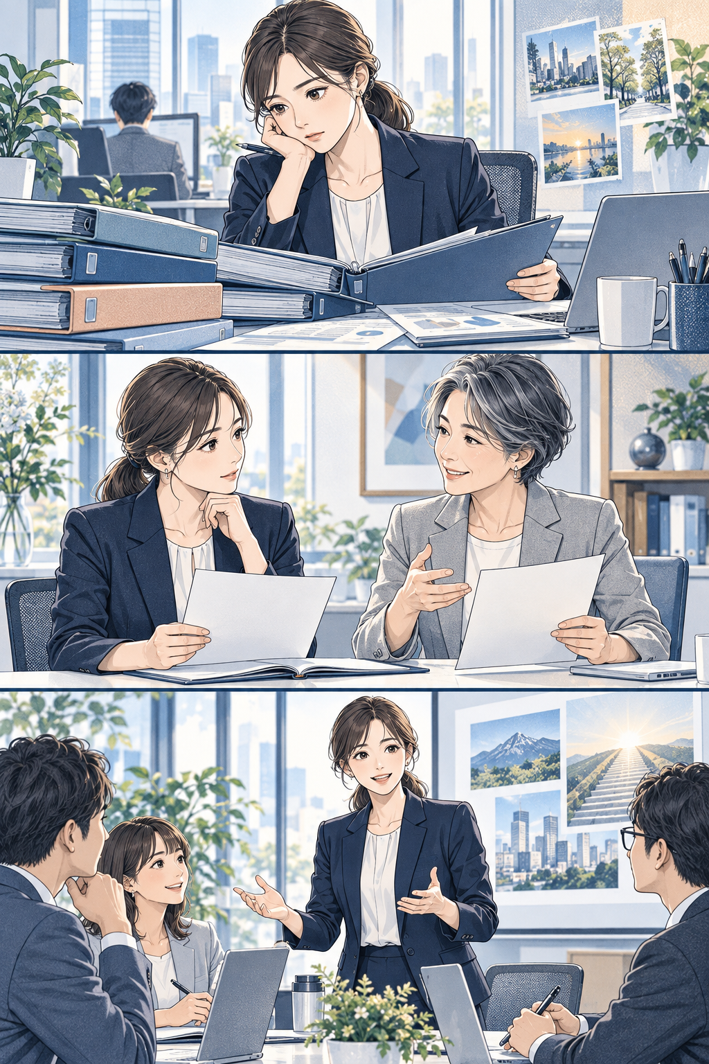 新しい環境でチームの会議を進める人物