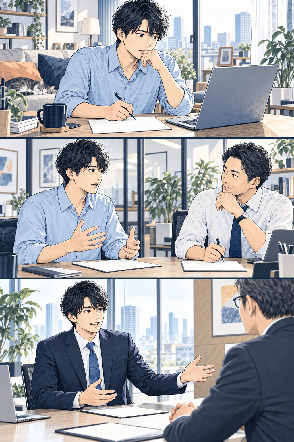 新しい営業の仕事で提案する男性